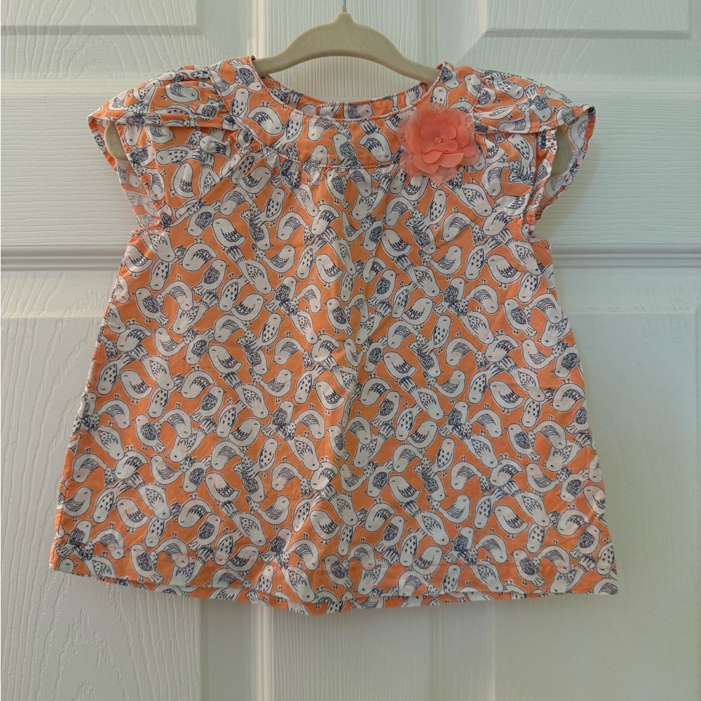 Carter’s Peach and White Kids Tunic with Bird print
